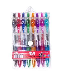 R5 PVC Pack 8 coloured gel pen pack